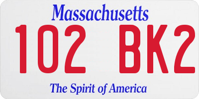 MA license plate 102BK2