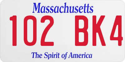 MA license plate 102BK4