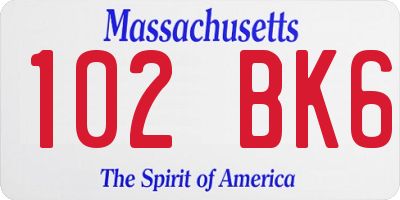 MA license plate 102BK6