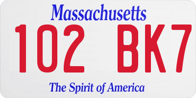 MA license plate 102BK7