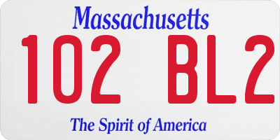 MA license plate 102BL2