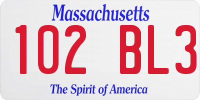 MA license plate 102BL3