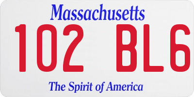 MA license plate 102BL6