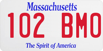 MA license plate 102BM0