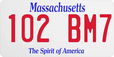MA license plate 102BM7