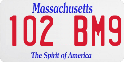 MA license plate 102BM9