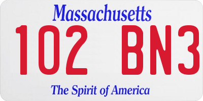 MA license plate 102BN3