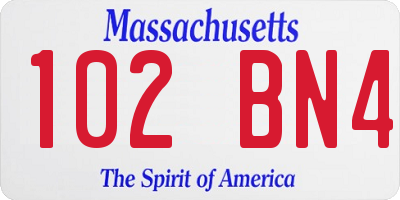 MA license plate 102BN4