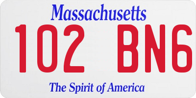 MA license plate 102BN6