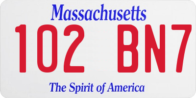 MA license plate 102BN7