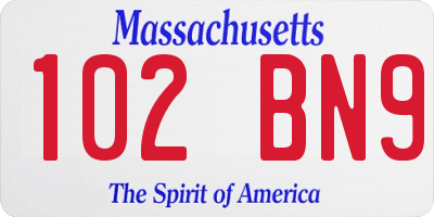 MA license plate 102BN9