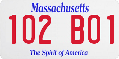 MA license plate 102BO1