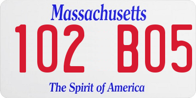 MA license plate 102BO5