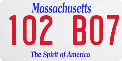 MA license plate 102BO7