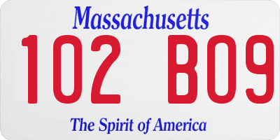 MA license plate 102BO9