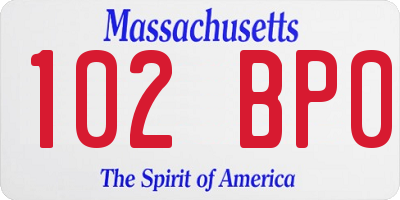 MA license plate 102BP0