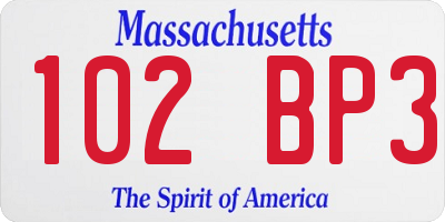 MA license plate 102BP3