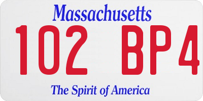 MA license plate 102BP4