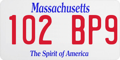 MA license plate 102BP9