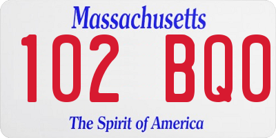 MA license plate 102BQ0