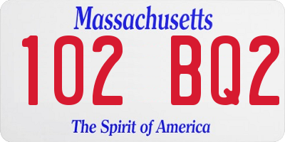 MA license plate 102BQ2