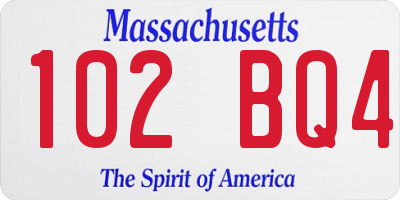 MA license plate 102BQ4