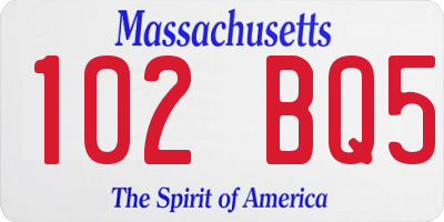 MA license plate 102BQ5