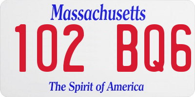 MA license plate 102BQ6