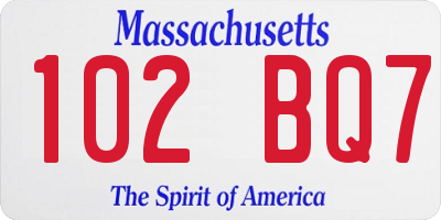 MA license plate 102BQ7