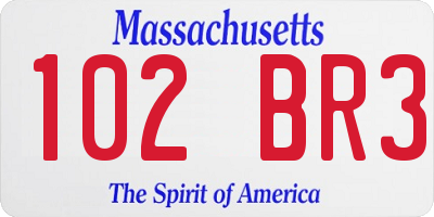 MA license plate 102BR3