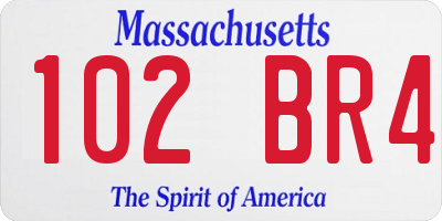 MA license plate 102BR4