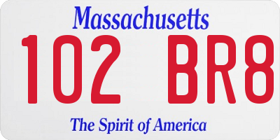 MA license plate 102BR8