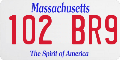 MA license plate 102BR9