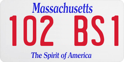 MA license plate 102BS1