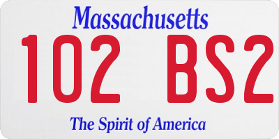 MA license plate 102BS2