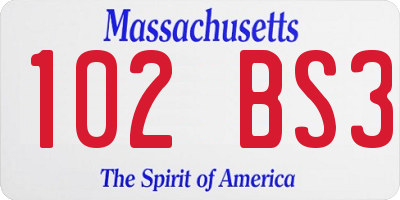 MA license plate 102BS3