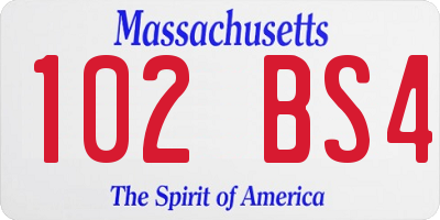 MA license plate 102BS4