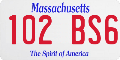 MA license plate 102BS6