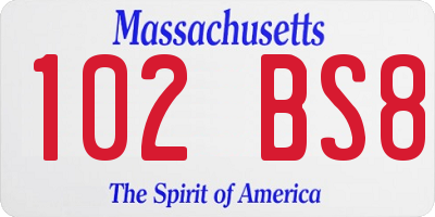 MA license plate 102BS8