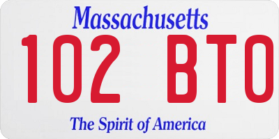 MA license plate 102BT0