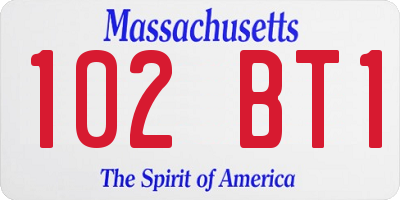 MA license plate 102BT1