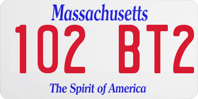 MA license plate 102BT2