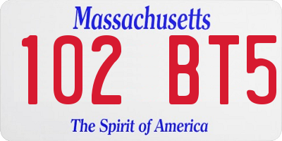 MA license plate 102BT5