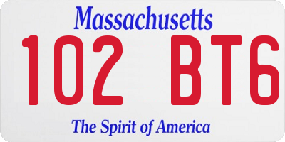 MA license plate 102BT6