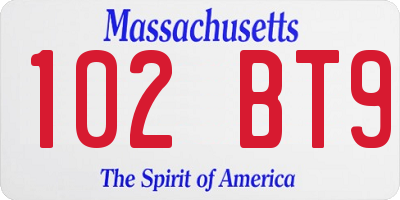 MA license plate 102BT9