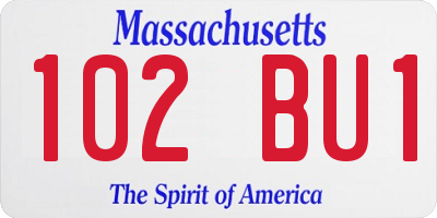 MA license plate 102BU1