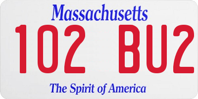 MA license plate 102BU2