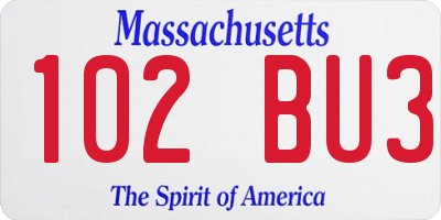 MA license plate 102BU3