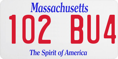 MA license plate 102BU4