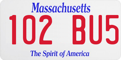 MA license plate 102BU5